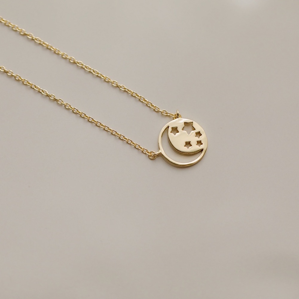 Celestial Moon & Stars Necklace | 14k Gold Plated - Picture 5 of 7